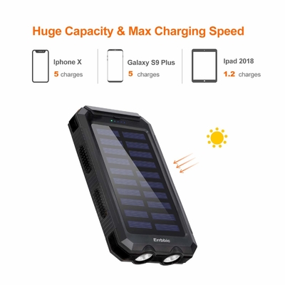 ODM Universal Backup Solar Powered Power Bank Pack Charger 20000mah