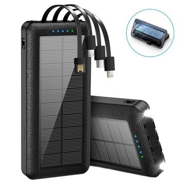 10000mAh Type-C Solar Phone Charger Camping Portable Charger Solar Power Bank With Kickstand