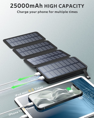 OEM 25000mAh 6W Solar Powered Power Bank Charger Panel For Mobile Phone