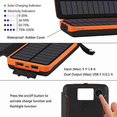 8000mAh 5V Waterproof Portable Solar Charger Solar Phone Charger Camping