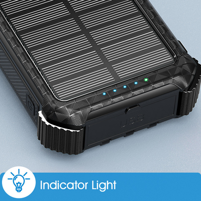 IPX5 Waterproof Portable Solar Powered Power Bank Charger 26800mAh With 3 Built-In Cables