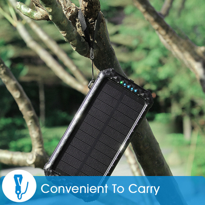 IPX5 Waterproof Portable Solar Powered Power Bank Charger 26800mAh With 3 Built-In Cables