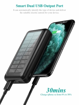 IPX5 Solar Powered Portable Charger 30000mAh Battery Pack For IPhone